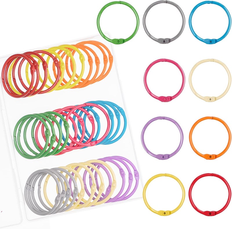 Antner 36PCS Metallic Loose Leaf Binder Rings 1 4/5" Colorful Book Rings, Metal Steel Loose Leaf Rings Keychain Key Rings Index Cards Rings Paper Rings for School Office, 9 Colors - Image 1